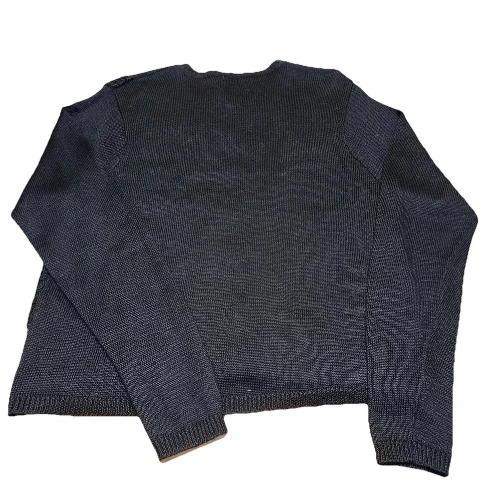 Vintage 90's Teddi‎ Button-Up Cardigan Sweater Black 3D Embroidered Women's L - Picture 7 of 11